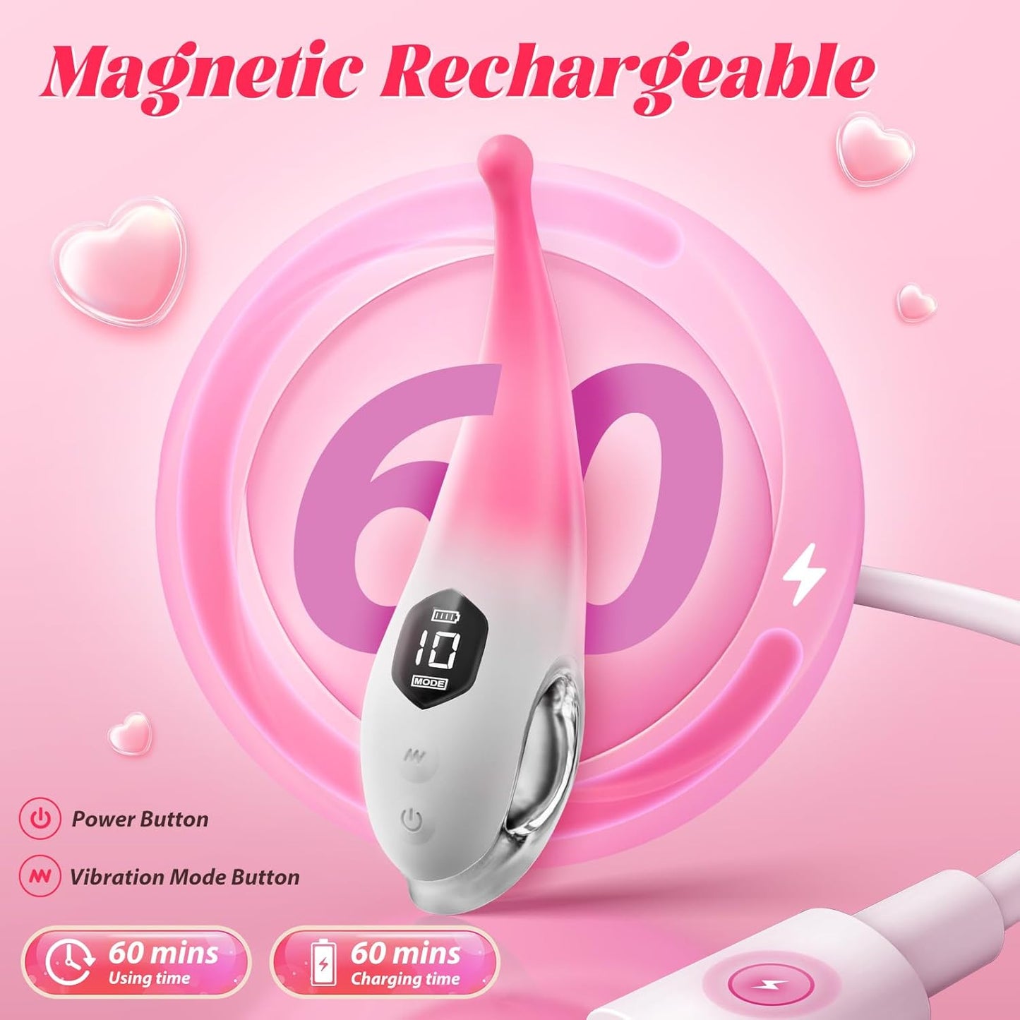 Clitoral Vibrator Sex Toys for Women, Vibrators Clit G-Spot Nipple Stimulator, High Frequency Personal Massager Wand Dildo Sex Toy for Clitoris with 10 Modes Sex Toy4woman Adult Sex Toys Anal Sex Toys